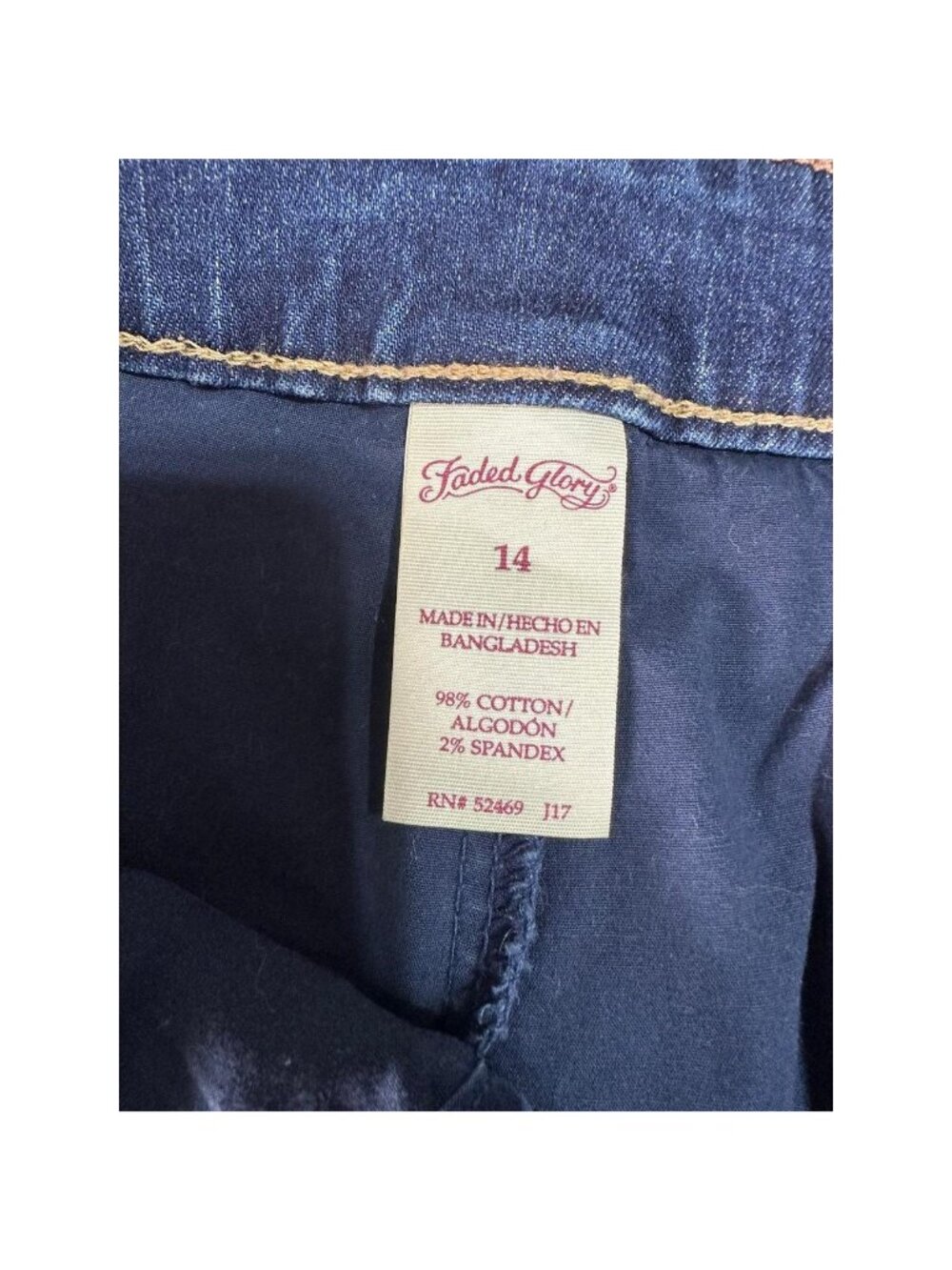 Denim Med Wash Cotton Jean Skirt High Rise Sz 14 Length 18” Classic Streetwear - Picture 2 of 4